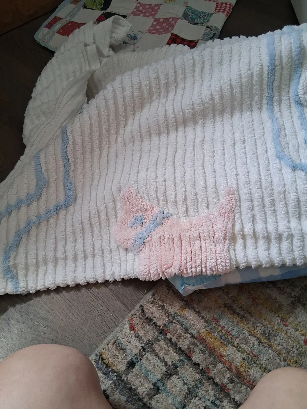 Huge Vintage Crib Quilt/ Blanket/ Bedspread Lot Chenille, Sunbonnet, Care Bear..